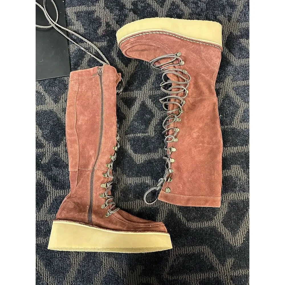 New Free People Ava Tall Lace Up Boots Size 37